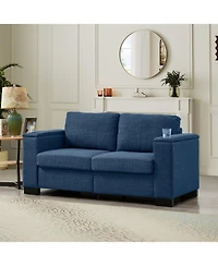 Streamdale Furniture 67.7" Modern Blue Loveseat with Cup Holder & Storage