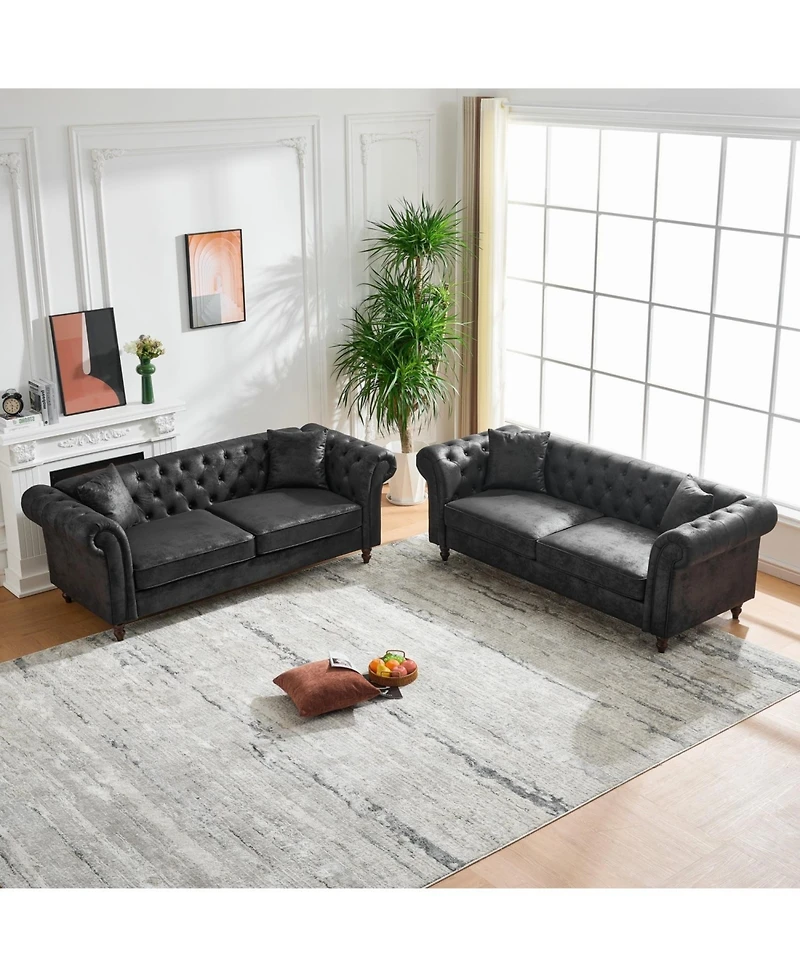 Streamdale Furniture 83" Chesterfield Tech Fabric Sofa