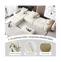Streamdale Furniture Modern Chenille Sectional Sofa with 6 Pillows