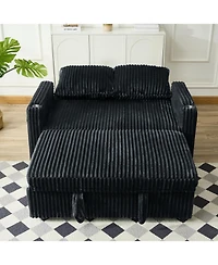 Streamdale Sleeper Sofa Couch Pull Out Bed Corduroy Love seat Black