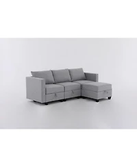 Streamdale Furniture Small Sectional Sofa Couch with Convertible Chaise Ottoman - Light Grey