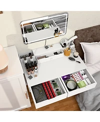 Streamdale Furniture Makeup Vanity Desk with Lights & Mirror, 3 Color Modes, 2 Drawers, White 31.5"
