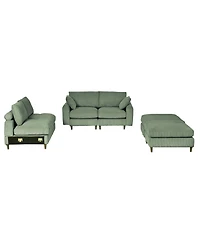 Streamdale Furniture Corduroy Modular Sectional Sofa, Olive Green 6 Seat