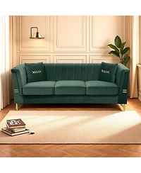 Streamdale Furniture Gold Leg Sherpa Sofa - Modern 3-Seater Couch
