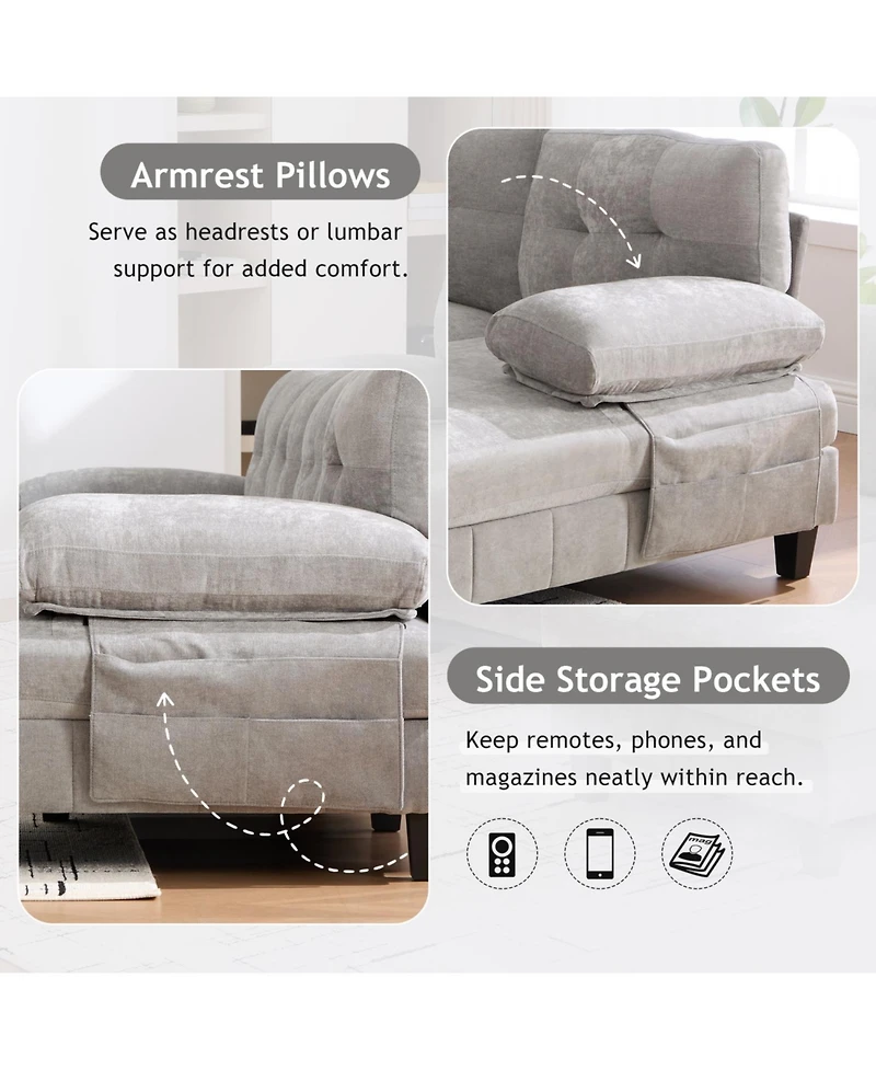 Streamdale Furniture U-Shaped Chenille Sectional Sofa with Dual Chaise & Storage