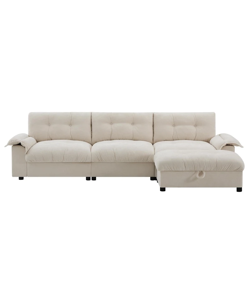Streamdale Furniture L-Shape Sectional Sofa w/ Ottoman, Charging, Cup Holder