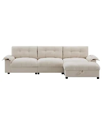 Streamdale Furniture L-Shape Sectional Sofa w/ Ottoman, Charging, Cup Holder