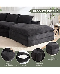 Streamdale Furniture Modern Minimalist Sectional Sofa with Chaise - Black