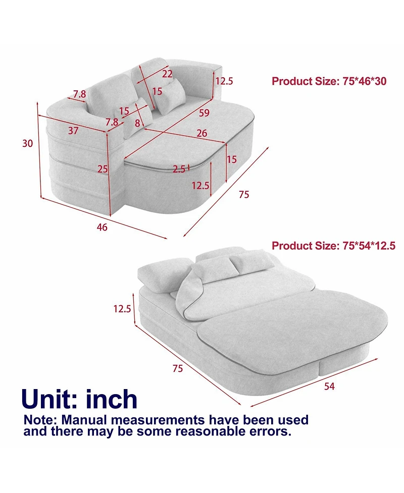 Streamdale 75" Foldable Sofa Bed with Blanket
