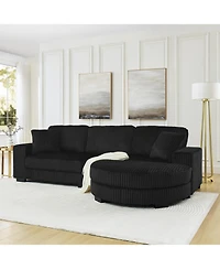 Streamdale Furniture Corduroy Tufted Sleeper Sectional Sofa, L-Shaped, Modular - Black