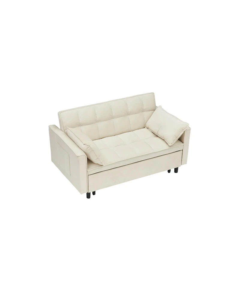 Streamdale Furniture Modern Velvet Sleeper Sofa with Pillows & Pockets