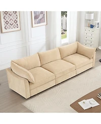Streamdale Furniture Chenille 3-Seater Sofa w/ Drawers, Crescent Arms