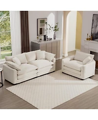 Streamdale Furniture Modern Beige Corduroy Sofa Set (2-Piece)