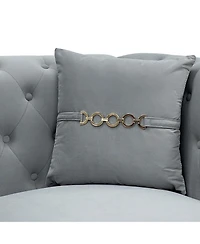 Streamdale Furniture Tufted Velvet Sofa, 82" 3-Seater Couch, Gold Legs