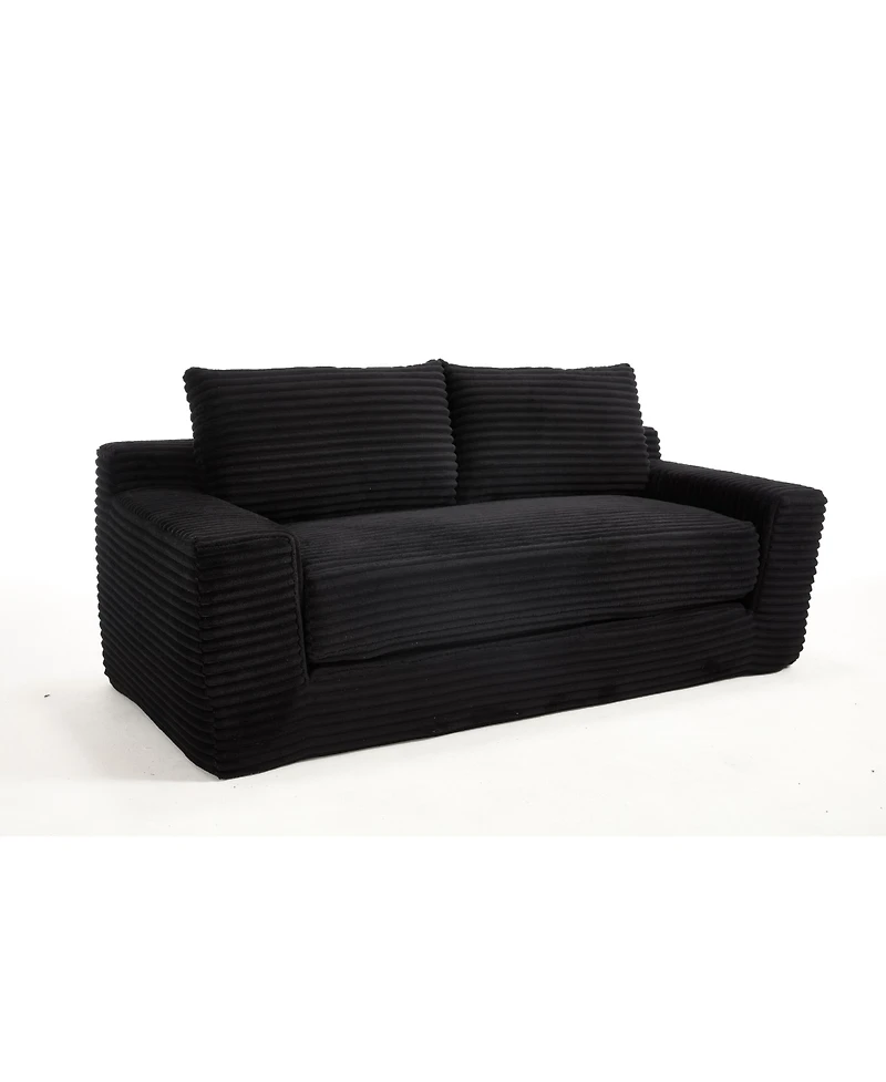 Streamdale Furniture Memory Foam L-Shaped Corduroy Sofa - Convertible, Compact Couch (Black)