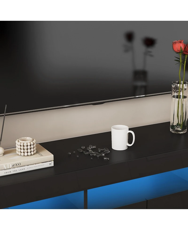 Streamdale Led Tv Stand for 65" TVs, Modern Console, Black