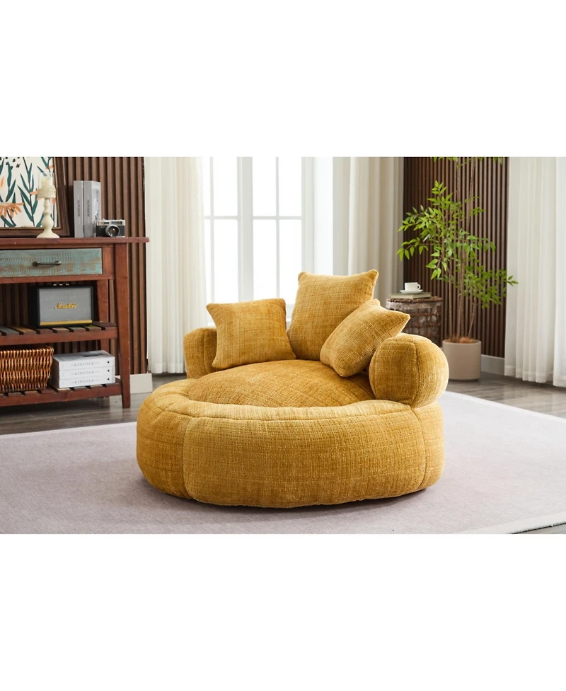 Streamdale Furniture Chenille Bean Bag Chair with Filling - Indoor/Outdoor (Yellow)