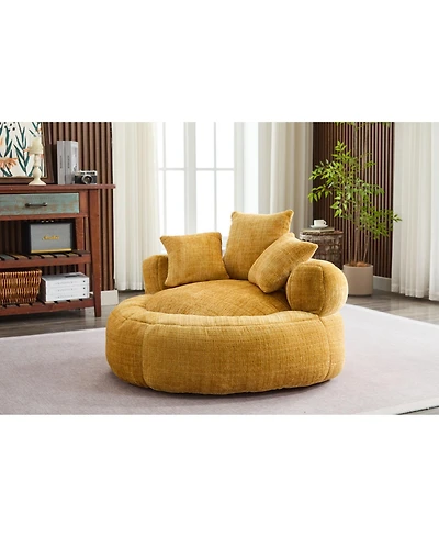 Streamdale Furniture Chenille Bean Bag Chair with Filling - Indoor/Outdoor (Yellow)