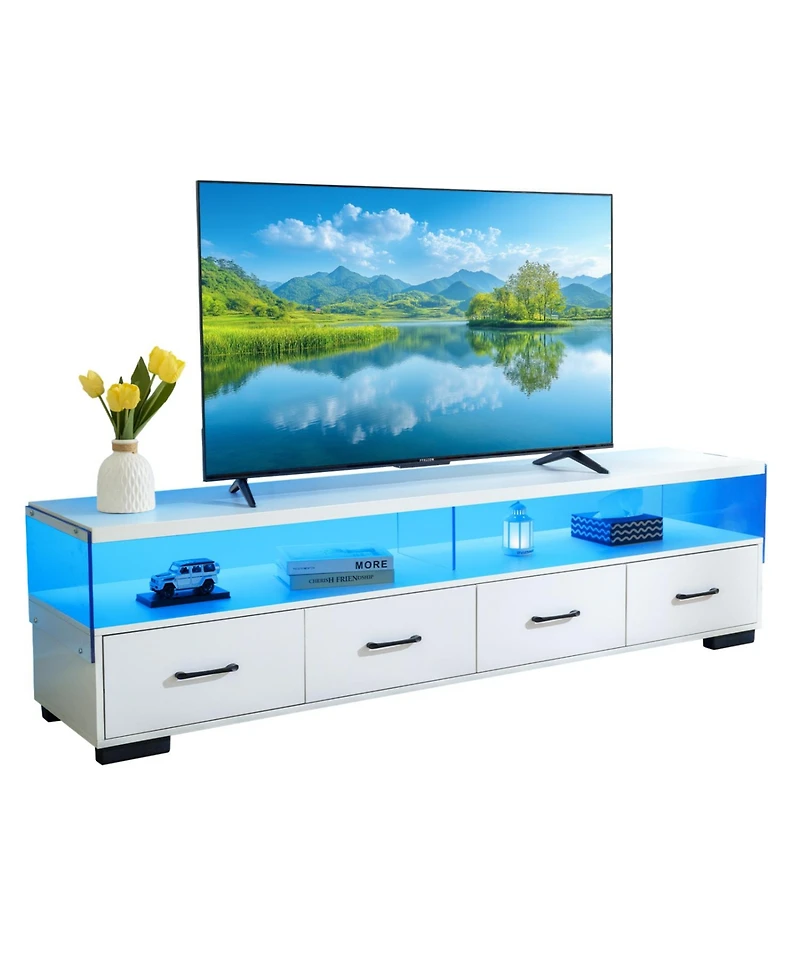 Streamdale Furniture White 4-Drawer Tv Stand - Up to 80" TVs