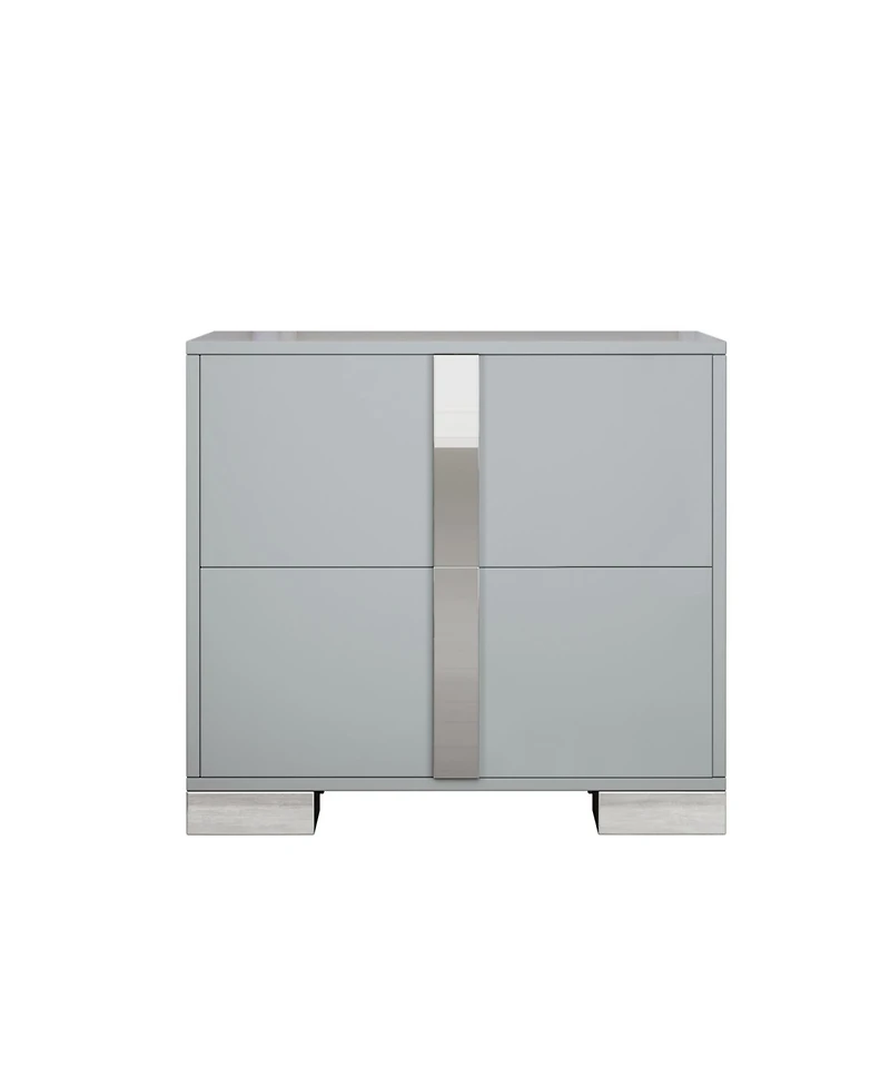 Streamdale Furniture Elegant Mirrored Nightstand with 2 Drawers, Gray
