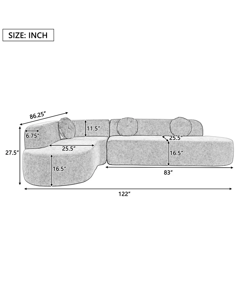 Streamdale 122" Extra Large Curved Sectional Sofa