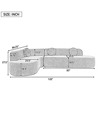 Streamdale 122" Extra Large Curved Sectional Sofa
