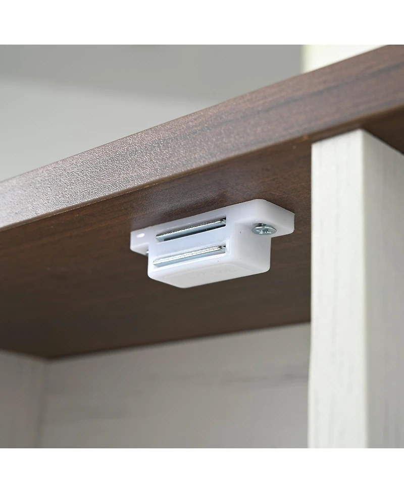 Streamdale Furniture Farmhouse Vanity Desk with Mirror, Lights, Charging Station, Stool