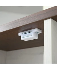 Streamdale Furniture Farmhouse Vanity Desk with Mirror, Lights, Charging Station, Stool