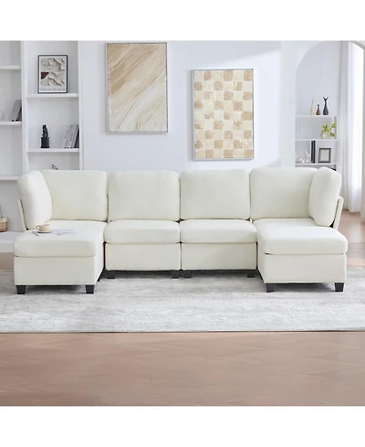 Streamdale Furniture Modular Sectional Sofa- Convertible 6-Seat Couch with Chaise & Ottoman