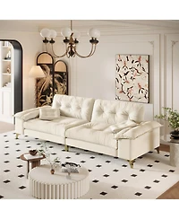 Streamdale Furniture Modern 4-Seat Cloud Sofa, Wide Arms, Tufted, Chenille