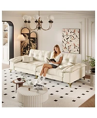 Streamdale Furniture Modern 4-Seat Cloud Sofa, Wide Arms, Tufted, Chenille