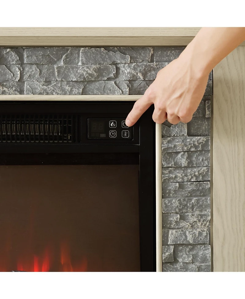 Streamdale Furniture 58" Tv Stand with Fireplace & Storage - White