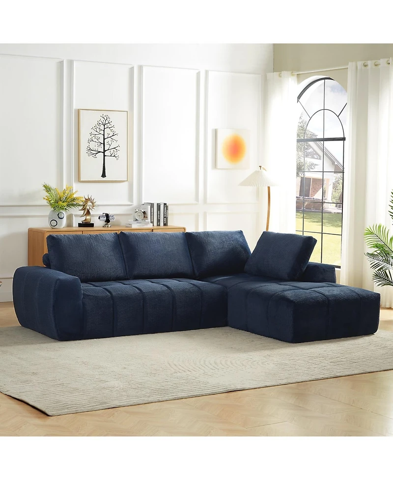 Streamdale Furniture Faux Fur L-Shape Sectional Sofa Sleeper Couch