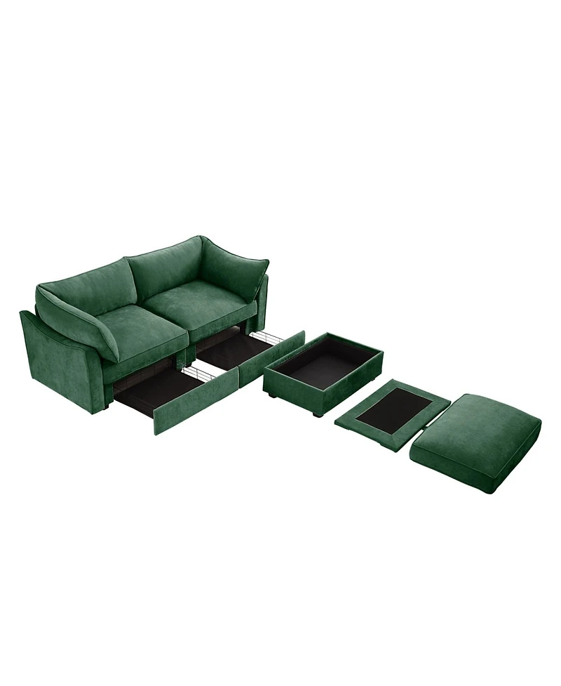 Streamdale Furniture 2-Seat Sofa with Ottoman & Storage