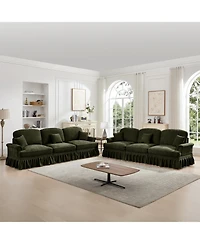 Streamdale Furniture Green Chenille Sleeper Sofa with Ottomans