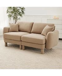 Streamdale Furniture Boucle 2-Seater Loveseat Sofa - Shell Armrests, Coffee