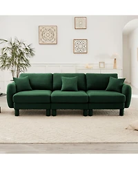 Streamdale Furniture Green Boucle 3-Seater Sofa with Shell Armrests