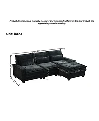 Streamdale Furniture 99" Cloud Sectional Sofa, Chenille L-Shape Couch with Ottoman
