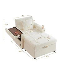 Streamdale Furniture Fluffy Corduroy Lazy Sofa w/ Ottoman, Table & Storage