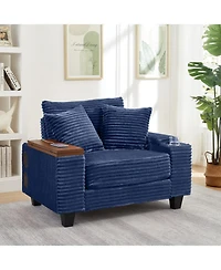 Streamdale Corduroy Sofa Bed with Ottoman, Bluetooth, Usb, Rotating Table