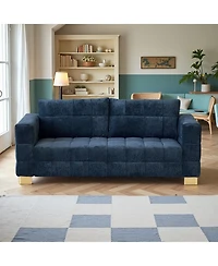 Streamdale Furniture Chenille Box-Tufted Sofa with Stainless Steel Legs