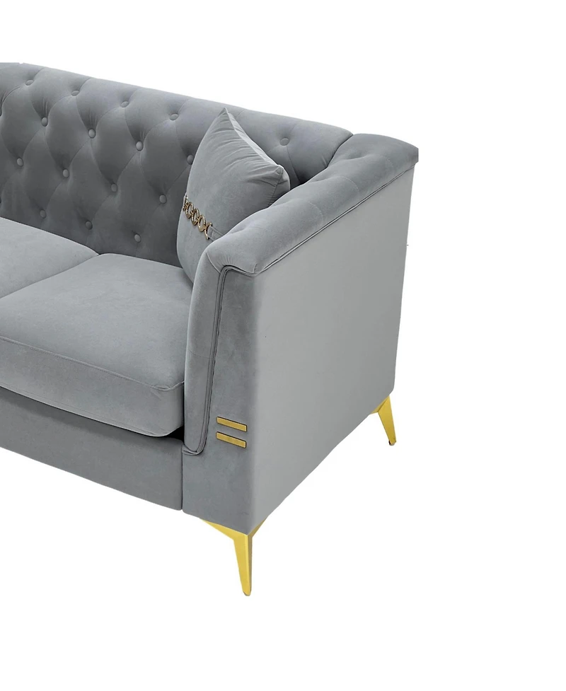 Streamdale Cream Velvet Tufted Sofa Set - Modern Comfort & Style