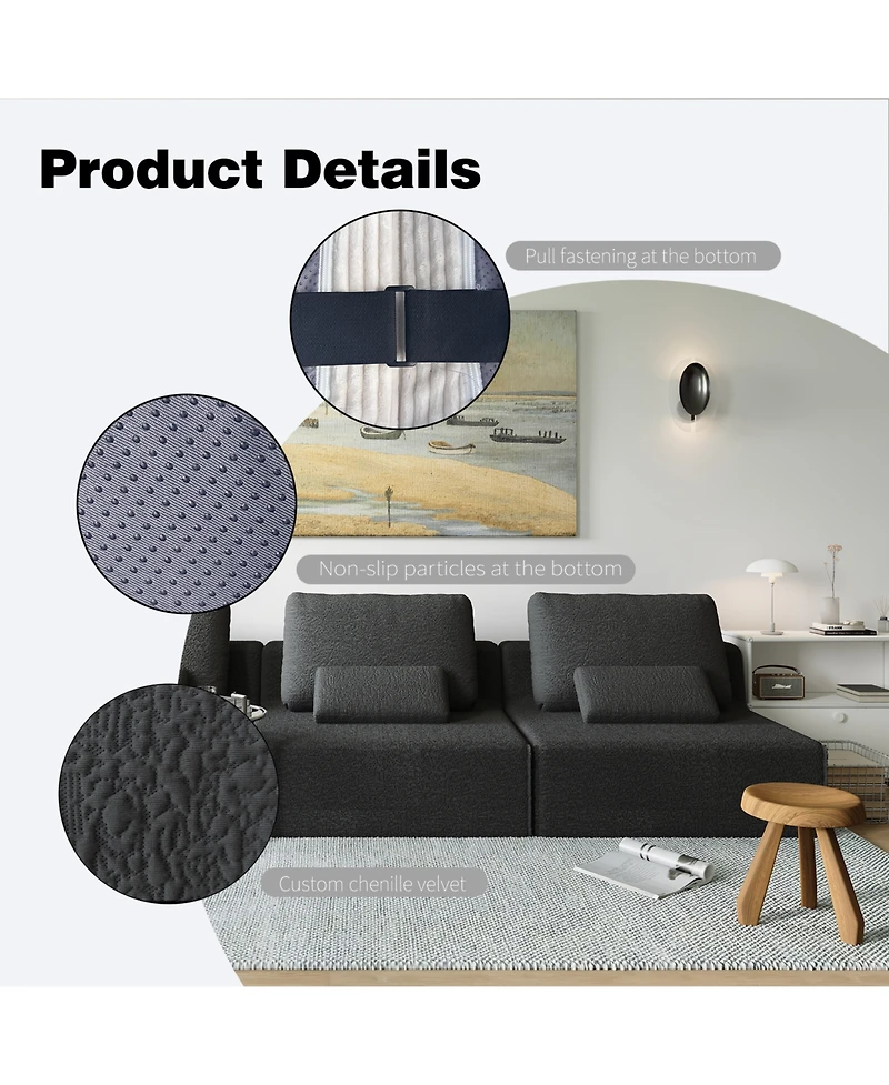 Streamdale Furniture Oversized Modular Boucle Sectional Sofa - Convertible Spacious Foam-Filled