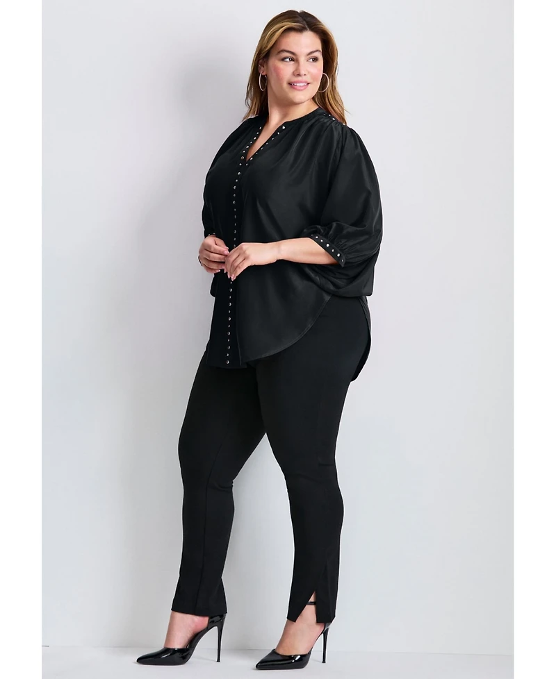 Avenue Women's Plus Studded Blouson Sleeve Blouse