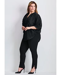 Avenue Women's Plus Studded Blouson Sleeve Blouse