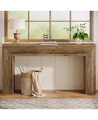 Tribesigns 63" Console Table, Rustic Fluted Long Sofa Table Behind Couch for Entryway, Living Room, Hallway, Foyer, Brown