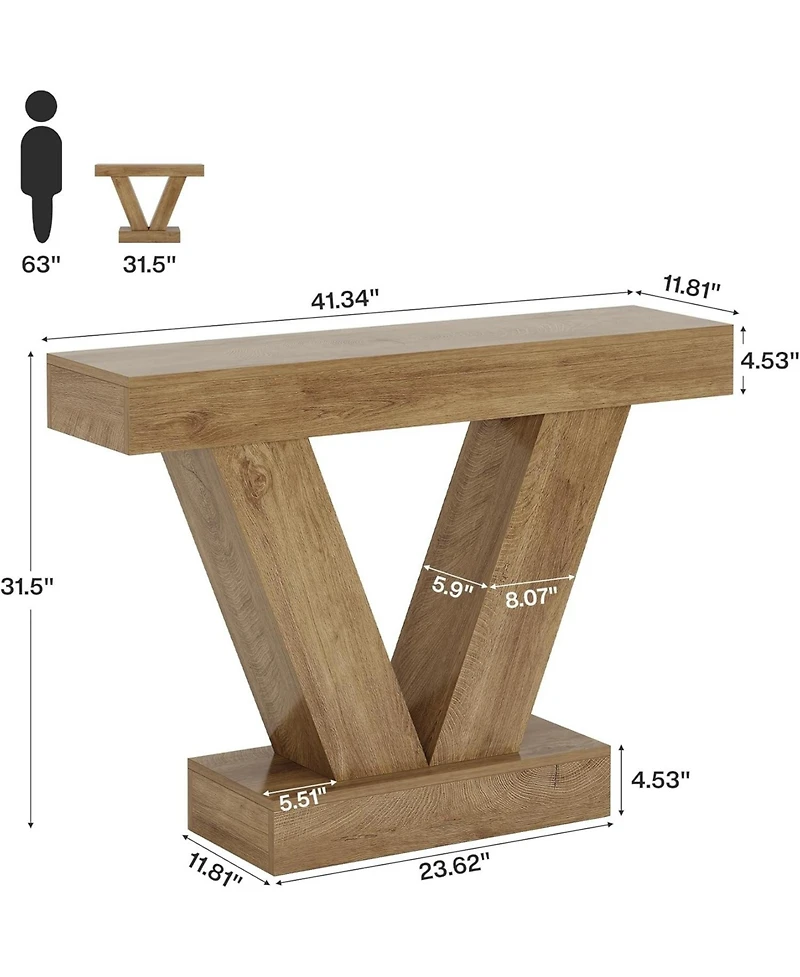 Tribesigns 41.3" Console Table, Behind Couch Sofa Entryway Table with V-Shaped Legs, Natural