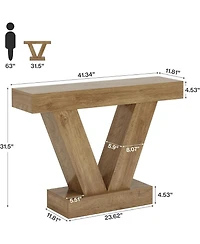 Tribesigns 41.3" Console Table, Behind Couch Sofa Entryway Table with V-Shaped Legs, Natural