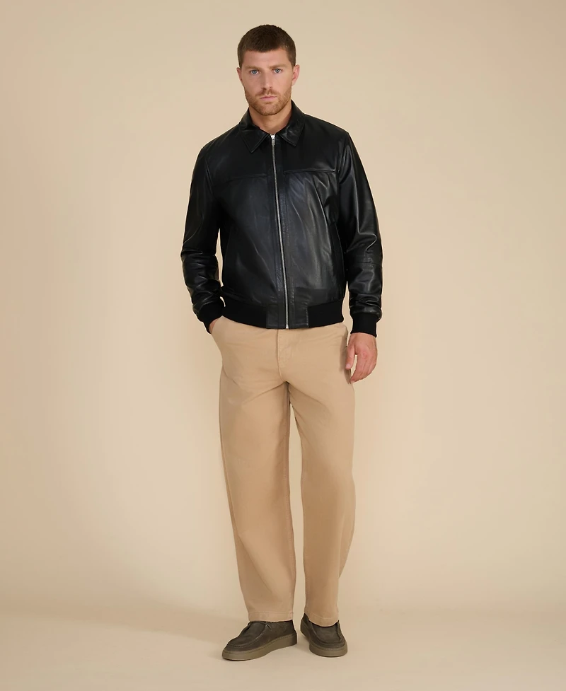 Furniq Uk Men's Leather Bomber Jacket