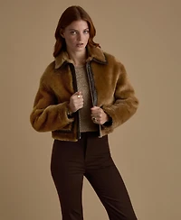 Furniq Uk Women's Cropped Shearling Jacket